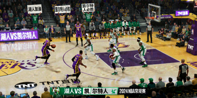 湖人队与凯尔特人队NBA比赛直播画面